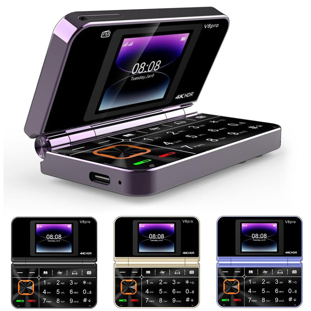 V8pro Dualscreen Folding Side Flip Feature Phone Large Button Dual Sa0d6 CS