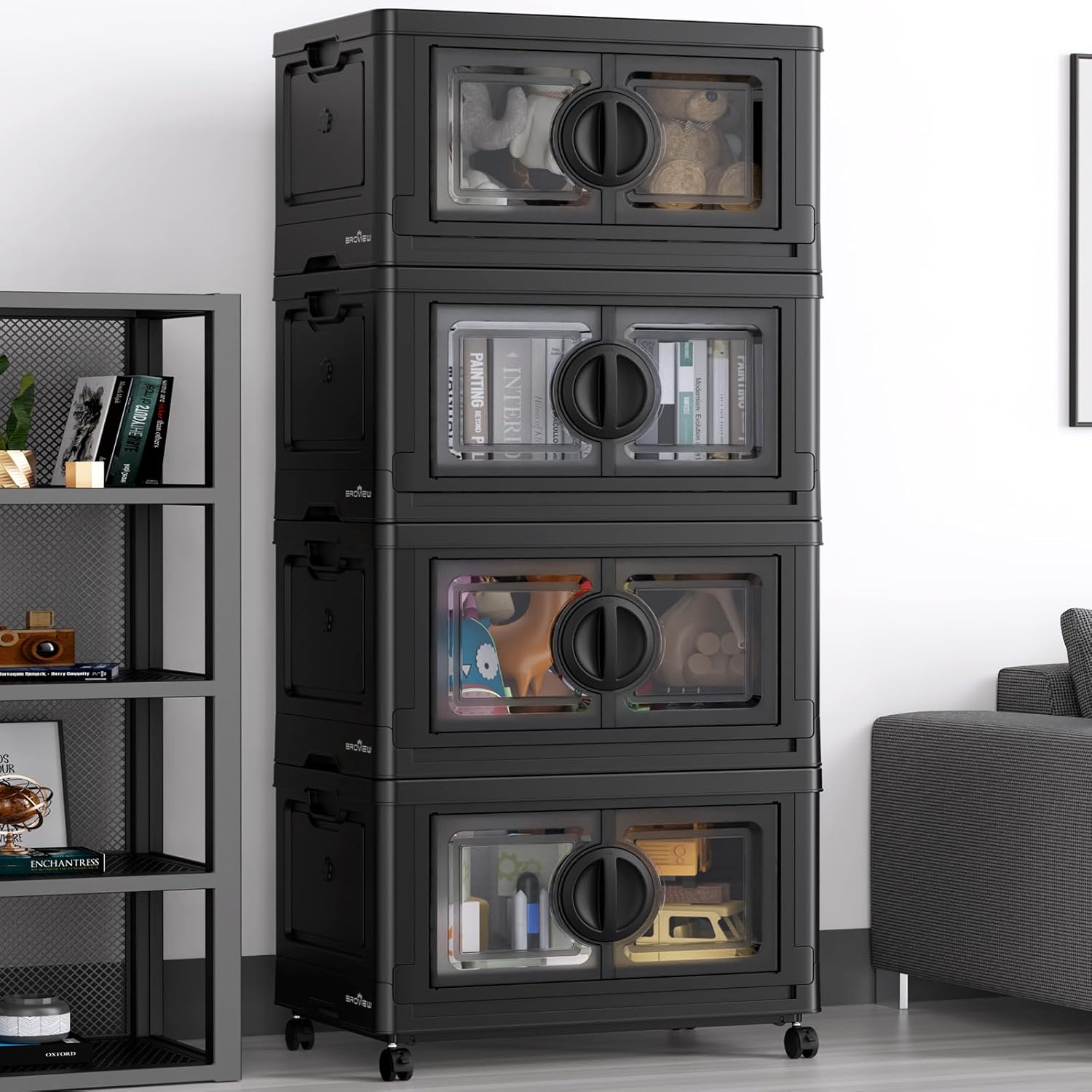 V9 84Gal Storage Bins with Lids Stackable Collapsible Storage Bins with ...