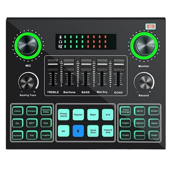 V9 Sound Card Stereo Audio Mixer with Effects and Voice Change for Computer Game Mobile Phone Live Broadcast ,Precision Control