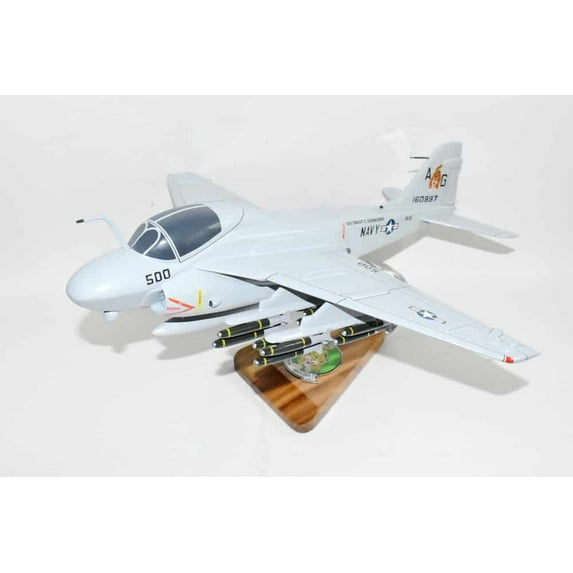 VA-65 Fighting Tigers (1980) A-6 Intruder Model, 1/36th Scale, Mahogany, Navy