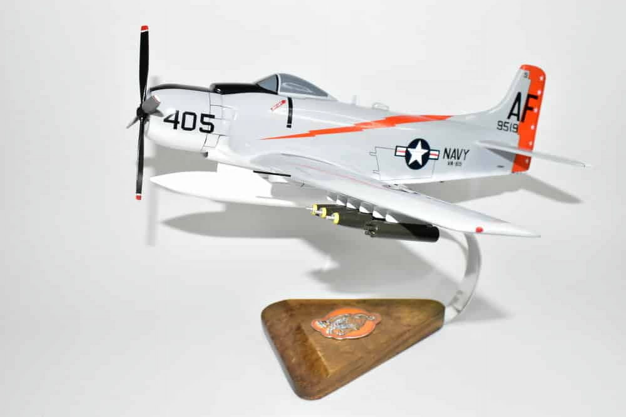 VA-65 Tigers A-1H Skyraider Model, AD6 Navy, 1/33 Scale Model, Mahogany ...