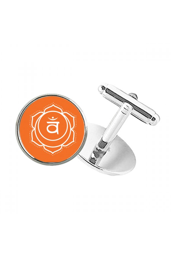 VA Culture Letter Pattern Round Button Cuff Clip Stud Cufflinks