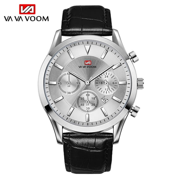 VA VA VOOM Classic Men Quartz Watches Simulation Multifunctional Calendar Leather Waterproof Military Business Men's Wristwatch