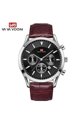 VA VA VOOM Classic Men Quartz Watches Simulation Multifunctional Calendar Leather Waterproof Military Business Men's Wristwatch