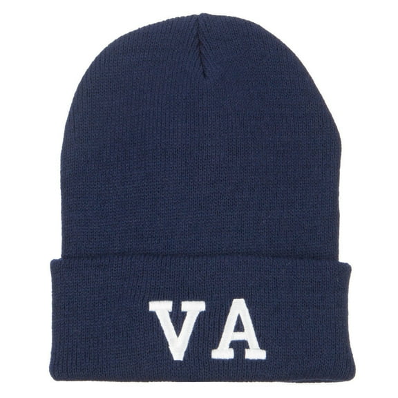 VA Virginia State Embroidered Long Beanie - Navy OSFM