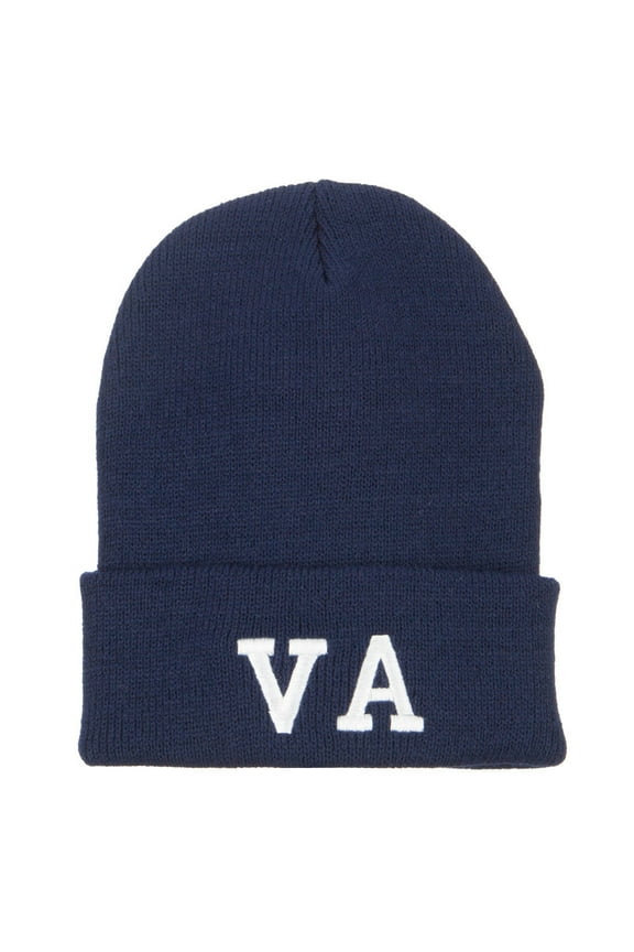 VA Virginia State Embroidered Long Beanie - Navy OSFM
