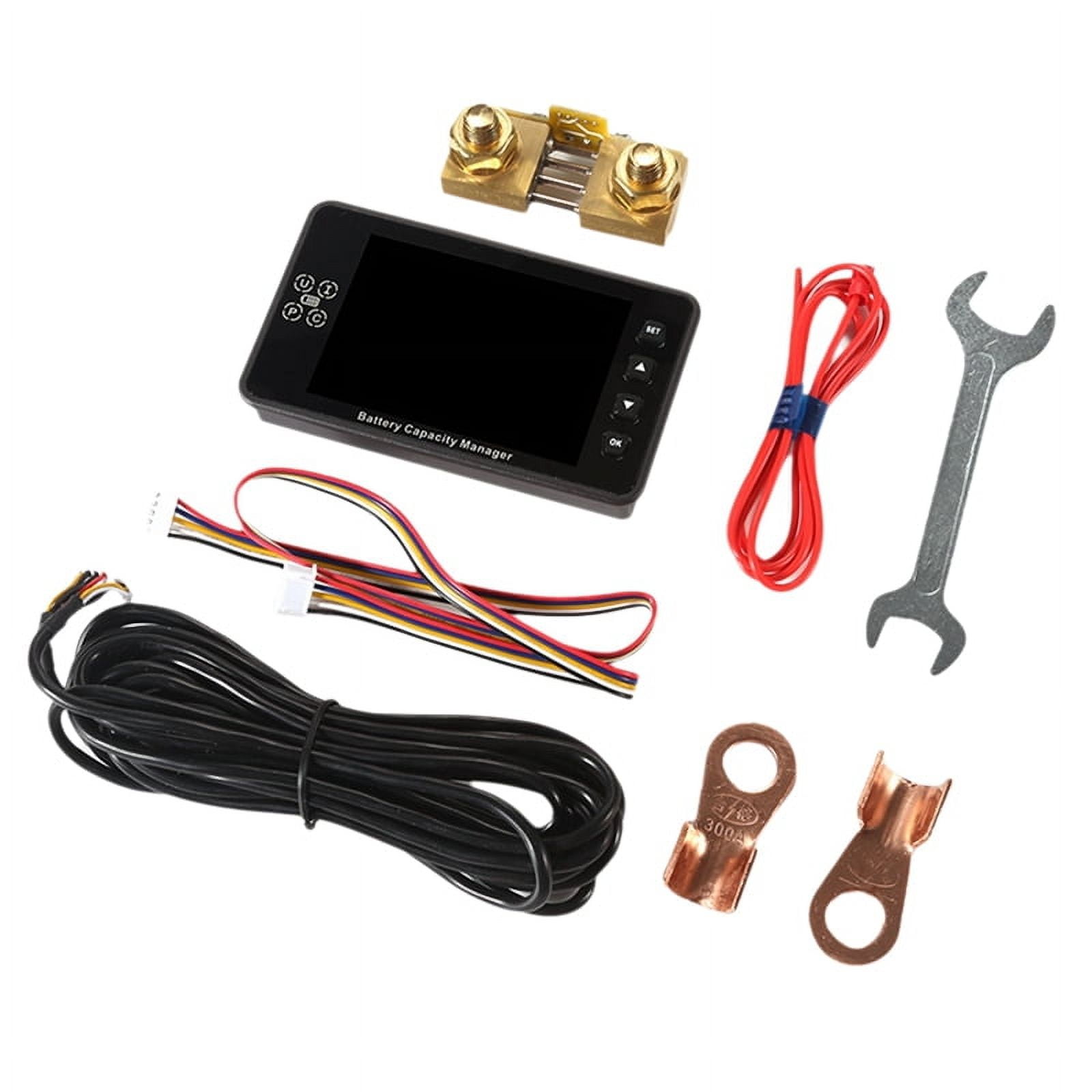 VA9910 3.5In 8-120V/0-300A Digital Voltmeter Ammeter Battery Capacity Indicator Hall Coulomb Meter Tester Power Detector,1x Monitor 1x Shunt 1x Wrench 1 Set x Connecting Cables,As Shown