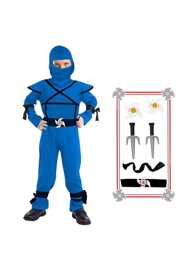 Halloween Ninja Costume Kids Ninja Muscle Costumes Boys Ninja Set Accessories Best Children Gift(kids-M-6/7T)