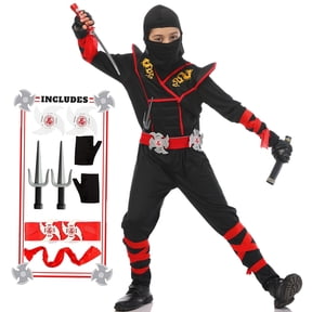 VAAT Ninja Deluxe Costume Set for Kids Boy Ninja Cosplay Accessories Toys for Halloween Christmas Party(kids-L-8/9T)