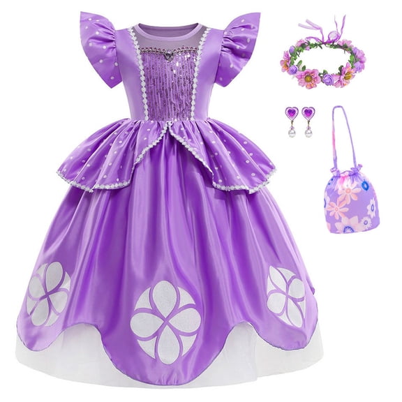 VAAT Sofia Princess Costume Birthday Christmas Party Halloween Cosplay Fancy Dress Up Outfits wtih Accessories