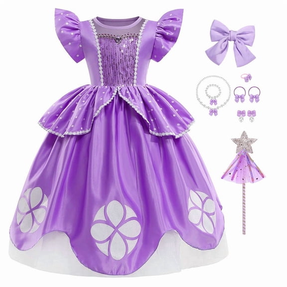 VAAT Sofia Princess Costume Birthday Christmas Party Halloween Cosplay Fancy Dress Up Outfits wtih Accessories