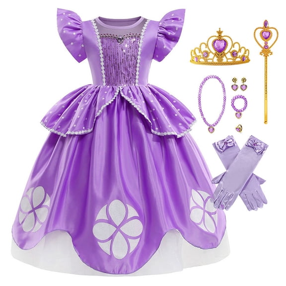 VAAT Sofia Princess Costume Birthday Christmas Party Halloween Cosplay Fancy Dress Up Outfits wtih Accessories