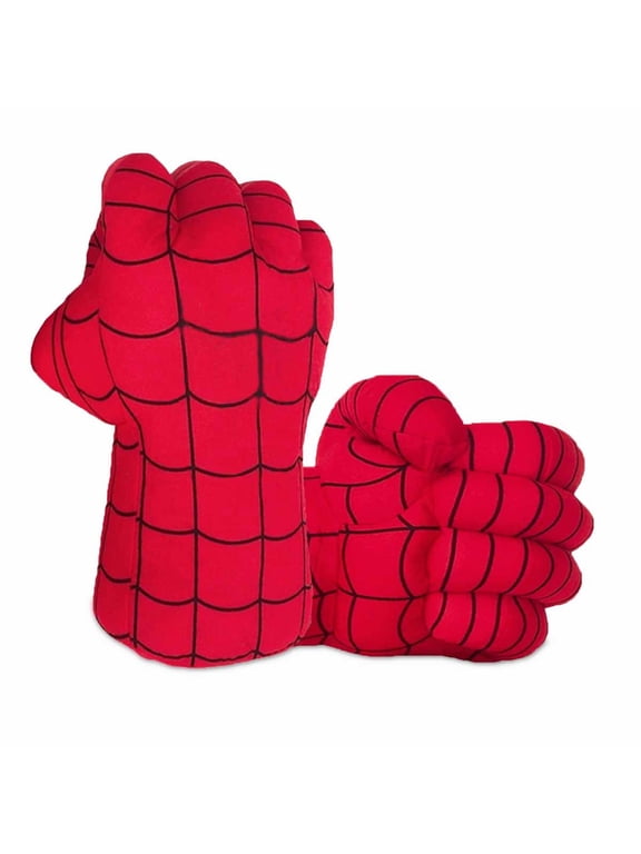 Balulu Superhero Hands for Kids Superhero Boxing Gloves Smash Fists Soft Plush Toys Cosplay for Boys Girls Christmas Halloween Gift (Red)