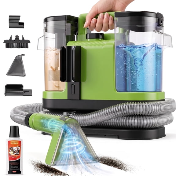 VACFORE Portable Carpet & Upholstery Spot Cleaner Machine, 18KPa Powerful Suction, Dual Tanks and Self-Cleaning Tool for Pet Stains, Couches, Rugs and Car Seats