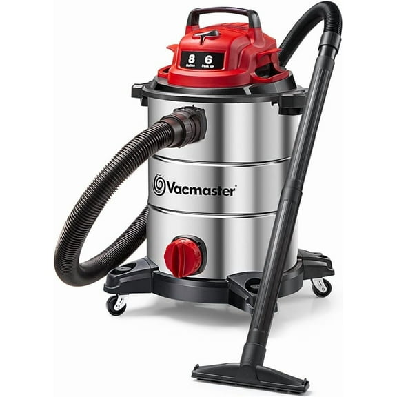 Vacmaster VOC812SF 1101 8-Gallon Premium Stainless Steel Wet/Dry Vacuum, Red Edition, 8 Gal