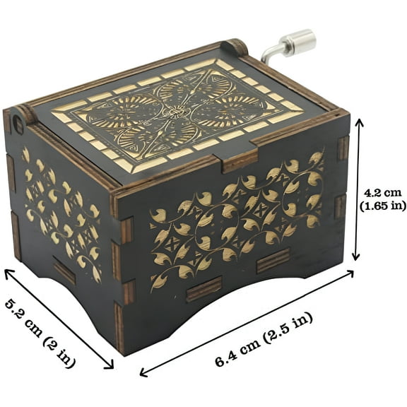 VACTER Can't Help Falling in Love Wood Music Box, Antique Engraved Musical Boxes Case for Love One Wooden Music Box - Gifts for Lover, Boyfriend, Girlfriend, Husband, Wife (Black)