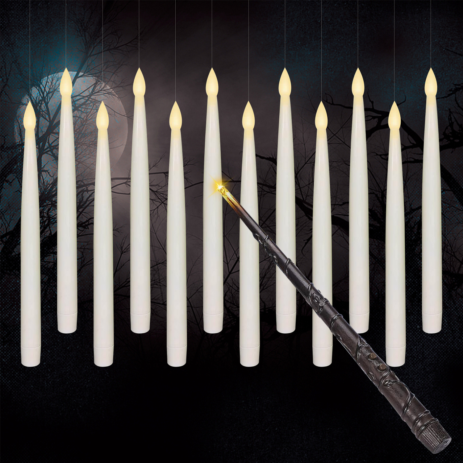 6PCS Handheld 6.5 Inch Flameless LED Taper Candles, Warm White Battery