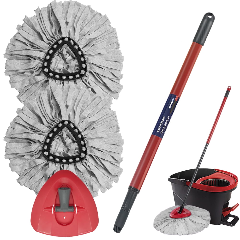 Spin Mop Replacement Head - 6 Pack EasyWring Mop Refills With Base Compatible With O-Cedar Triangle Spin Mop, Microfiber Mop Replace Head Easy Cleaning Floor Head Mop For Floor Cleaning