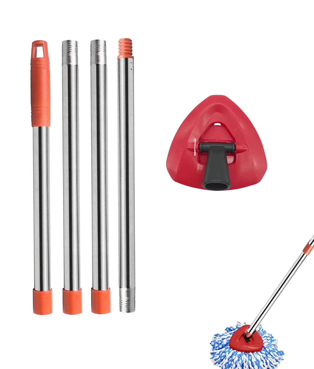 4section Spin Mop Replacement Head Handle + 2Tank Base for O