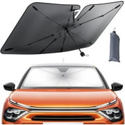 Foldable Car Windshield Sun Shade Silver Front Window Sun Umbrella UV Blocker Sun Visor Protector for Cars SUVs Interior Protection 55x31