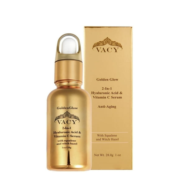 VACY GoldenGlow 2-in-1 Hyaluronic Acid and Vitamin C Facial Serum, 1 fl oz
