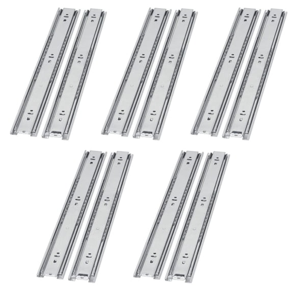 VADANIA VA1045 Drawer Slide, Chrome, Ball Bearing 3 Folds Full Extension, Side Mount, 100 Lb Load Capacity, 5 Pairs