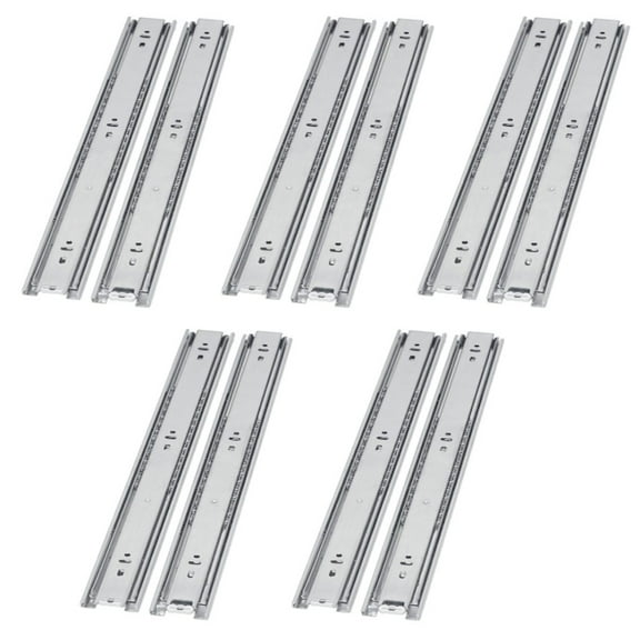 VADANIA VA1045 Drawer Slide, Chrome, Ball Bearing 3 Folds Full Extension, Side Mount, 100 Lb Load Capacity, 5 Pairs