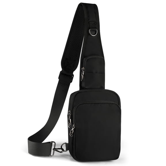 VADOO Anti-Theft Zipper Sling Crossbody Bag, Rfid Blocking, Water Resistant, 1.5L, Unisex, Black