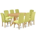 thumbnail image 1 of VAEN9-OAK-07 9 Pc Kitchen Set For 8 Dining Table With Leaf And Eight Parson Chair With Oak Leg And Linen Fabric Limelight, 1 of 4