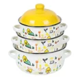 thumbnail image 1 of VAETTLO 3Pcs Vintage Enamel Stock Pot Set with Lid,34oz/51oz/68oz Retro Flower Cooking Pot, Flat Bottom Stew Pot with Dual Handles for Induction & Gas Stove Kitchen Use, 1 of 8