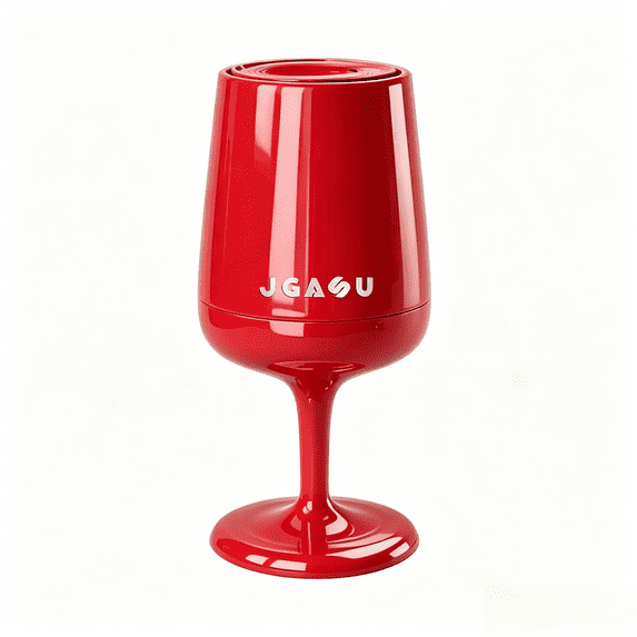 VAETTLO Wine Glass Shaped Trash Can with Lid – 11” Opening, 27.6” Tall – Red Waste Bin for Living Room, Bedroom, Office – Stylish PP Plastic Laundry Basket & Storage Bin