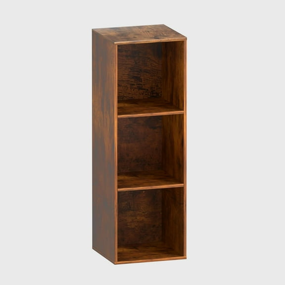 VAFHYLISS 3 Cube Storage Organizer, 3 Tier Cube Low Bookcase Freestanding Storage Display Organizer for Home Office, Three-Cubes Open Shelf Short Bookshelf (Retro Brown, 3 Cube)