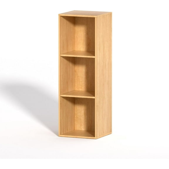 VAFHYLISS 3 Cube Storage Organizer, 3 Tier Cube Low Bookcase Freestanding Storage Display Organizer for Home Office, Three-Cubes Open Shelf Short Bookshelf (Oak, 3 Cube)