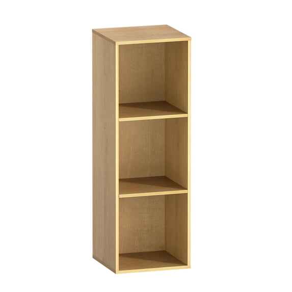 VAFHYLLIS 3 Cube Storage Organizer, 3 Tier Cube Low Bookcase Freestanding Storage Display Organizer for Home Office, Three-Cubes Open Shelf Short Bookshelf (Oak, 3 Cube)