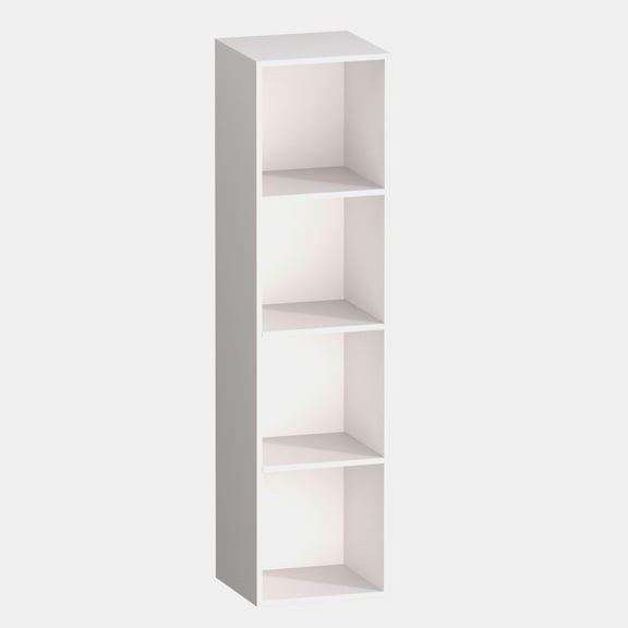 VAFHYLLIS 4 Cube Storage Organizer, 4 Tier Cube Bookcase Freestanding Storage Display Organizer for Home Office, Four Cubes Open Shelf Bookshelf (White, 4 Cube)