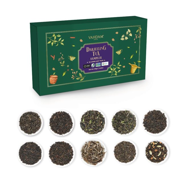 VAHDAM, Assorted Darjeeling Tea Sampler (10 Flavors, 50 Servings