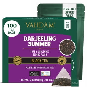 VAHDAM Darjeeling Black Tea Bags, 100 Count | Second Flush Darjeeling Tea, Individually Wrapped, High Caffeine, Non-GMO, Gluten-Free