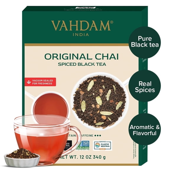 VAHDAM, Double Spice Masala Chai Tea (50+ Cups, 3.53oz) Strong, Robust & Spicy Blend - Black Tea CTC, Cardamom, Cinnamon, Cloves & Black Pepper | Pure Unblended Loose Leaf Tea | Vacuum Sealed