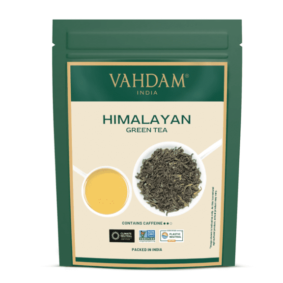 VAHDAM Himalayan Green Tea Leaves, 3.53 oz (100g / 50+ Cups), Pure Unblended Single Origin Loose Leaf Green Tea, Non-GMO & Gluten-Free