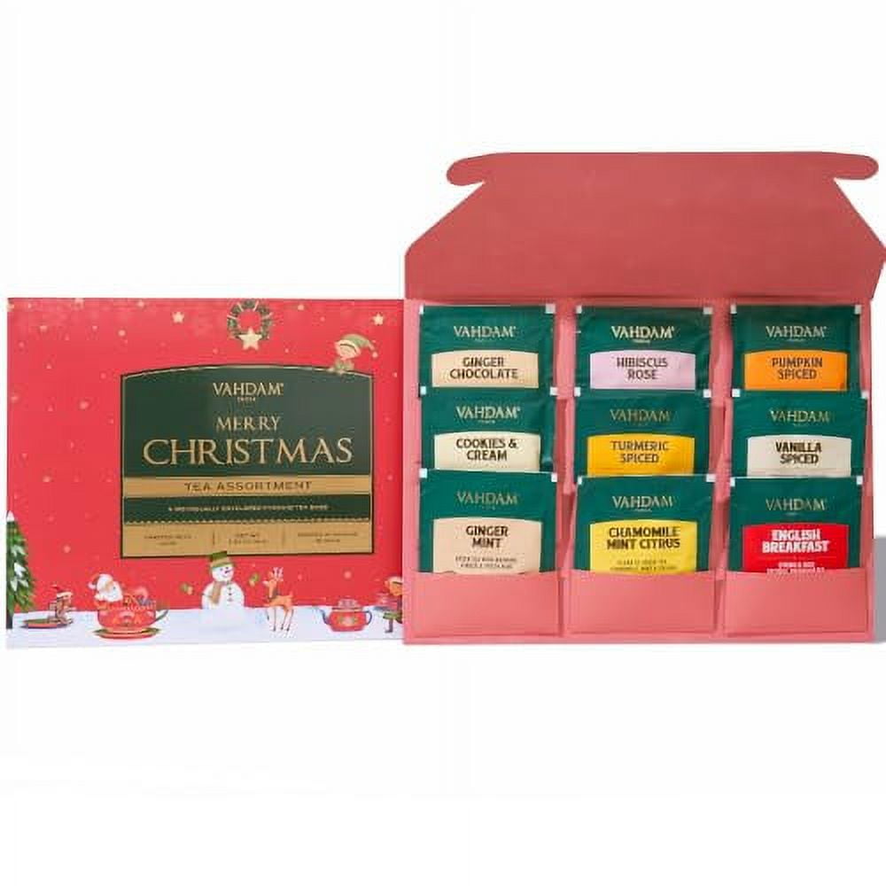 VAHDAM, Merry Christmas Tea Gift Set (9 Individually Wrapped Tea Bags