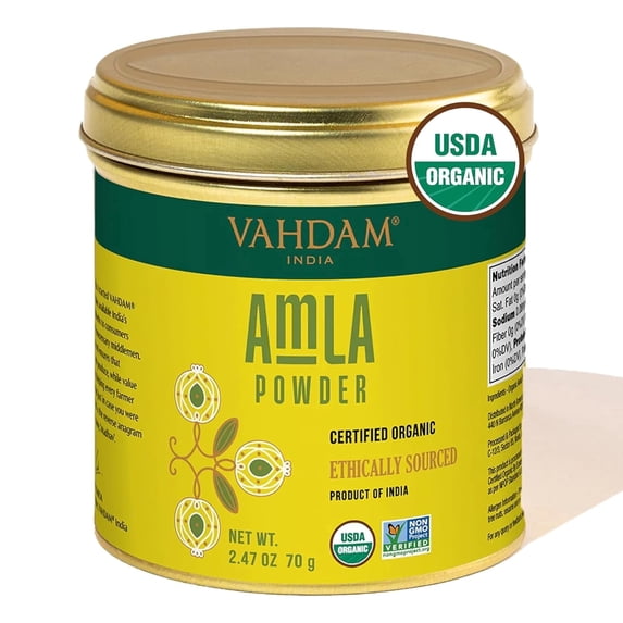 VAHDAM Organic Amla Powder, 2.47 oz (70 g) | USDA Organic Indian Gooseberry (Amalaki) Herbal Powder, Non-GMO, Gluten-Free