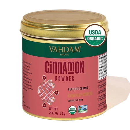 VAHDAM Organic Cinnamon Powder Spice, 2.47 oz (70 g) | USDA Organic Ground Cinnamon, Non-GMO, Gluten-Free Cooking & Baking Spice