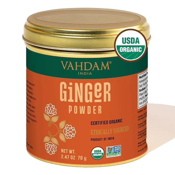VAHDAM, Organic Ginger Powder (2.47oz) 100% Raw Ground Ginger Root Powder from India | Active Gingerol - Non GMO, Gluten Free | Direct from Source