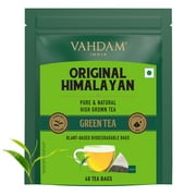 VAHDAM, Organic Green Tea Leaves From Himalayas (40 Green Tea Bags) USDA Organic, Non GMO, Gluten Free, High Grown | Individually Wrapped Pyramid Tea Bags
