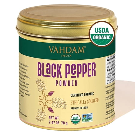 VAHDAM, Organic Black Pepper Powder (2.47oz) Gluten Free & 100% Raw Ground Black Pepper | Ground Peppercorns from India | Perfect for Cooking | Direct from Source