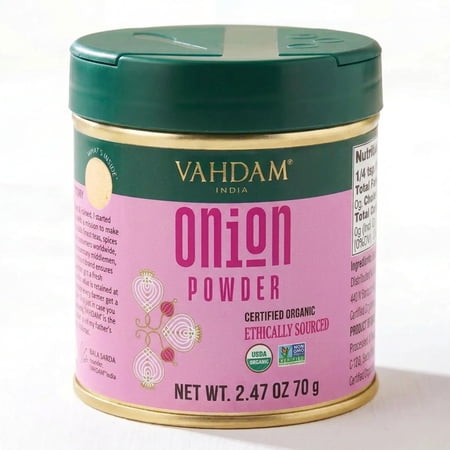 VAHDAM Organic Onion Powder Spice, 2.47 oz (70 g) | USDA Organic, Non-GMO, Gluten-Free Dehydrated Onion Seasoning for Cooking, Marinades & Sauces