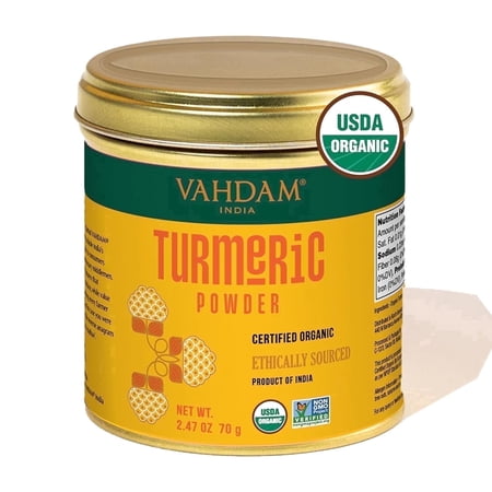 VAHDAM, Organic Turmeric Powder w/ High Curcumin (2.47oz) USDA Organic, 100% Raw from India | Gluten-Free, Non-GMO | Premium Quality & Aroma | Single Origin Spice | Direct from Source