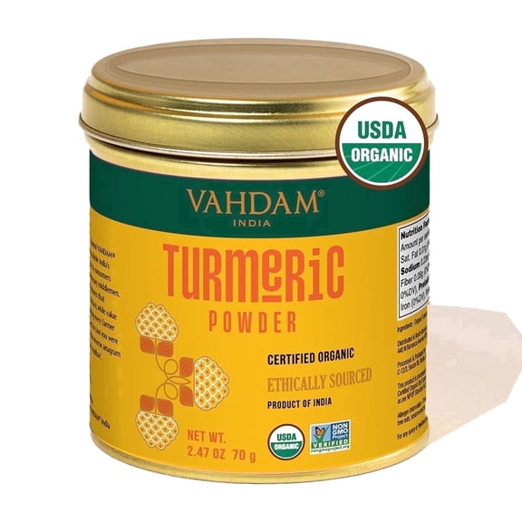 VAHDAM, Organic Turmeric Powder w/ High Curcumin (2.47oz) USDA Organic, 100% Raw from India | Gluten-Free, Non-GMO | Premium Quality & Aroma | Single Origin Spice | Direct from Source