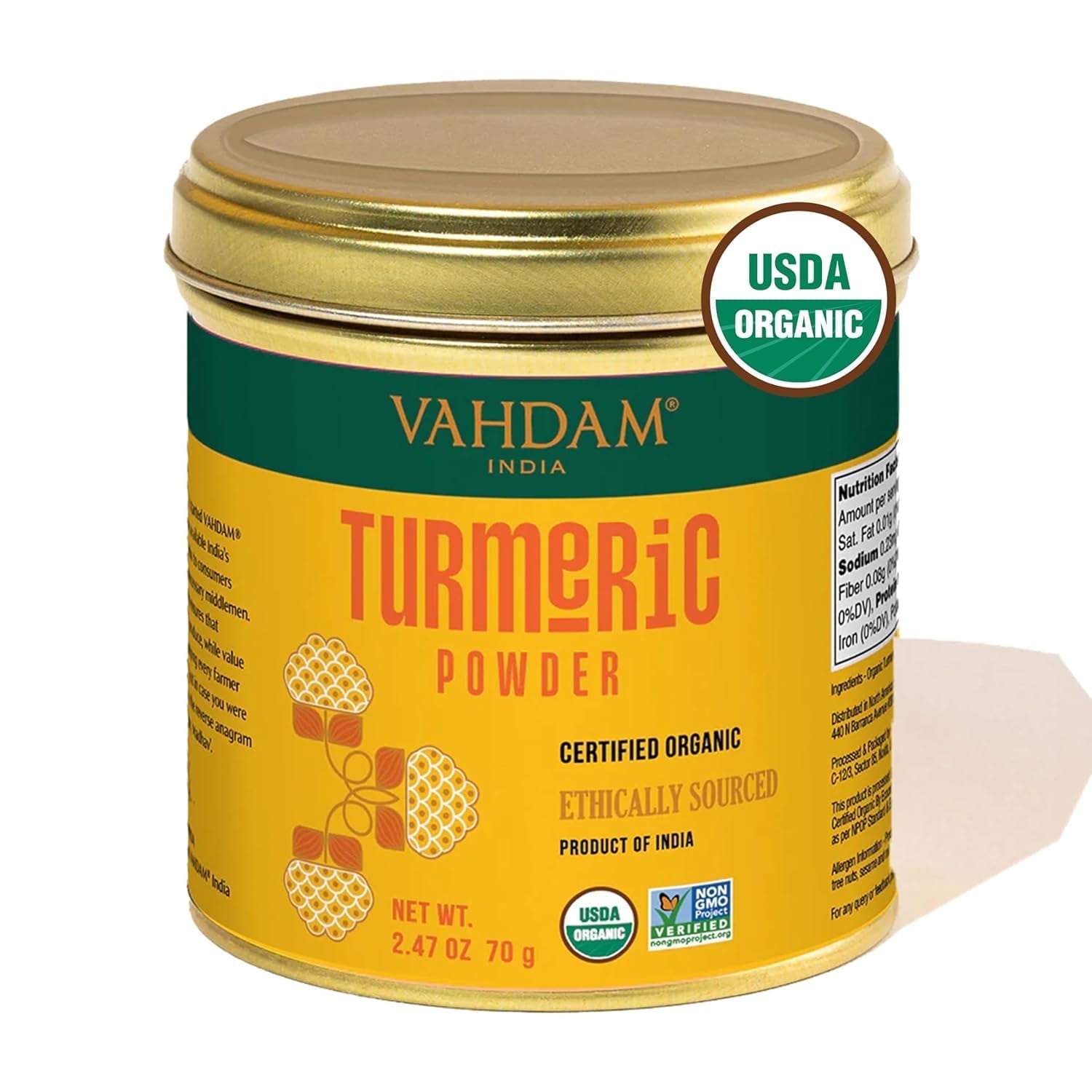 VAHDAM, Organic Turmeric Powder (2.47oz) Gluten-Free, Single Origin Spice, Direct from Source