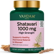 VAHDAM Organic Shatavari 1000mg, Hormone Balance for Women, Ayurvedic Asparagus Racemosus Extract for PMS & Menopause Relief, Vegan & Gluten-Free, 90 Capsules